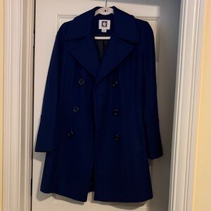 Anne Klein Navy Double-Breasted Pea Coat, size XS